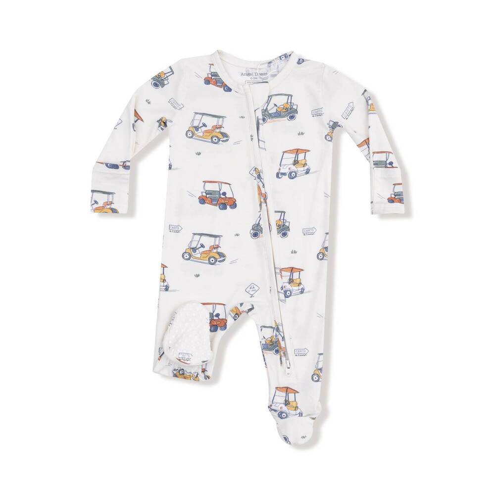 NEW ANGEL DEAR boys zipper footie in zooming golf carts